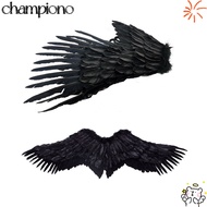 CHAMPIONO Angel Wings, Foldable Lightweight Black Devil Wings, Realistic Unisex White Swallow Wings