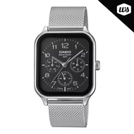 [Watchspree] Casio Men's Analog Square Dial Stainless Steel Mesh Band Watch MTPM306M-1A MTP-M306M-1A