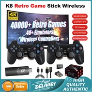 K8 Game Stick 4K HD Retro Game Console 40000+ Games Dual 2.4G Wireless Controller Plug & Play