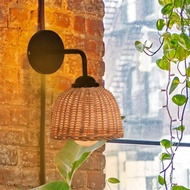 Minimalist Vintage Rattan Woven Wall Lamp Rattan Wall Light