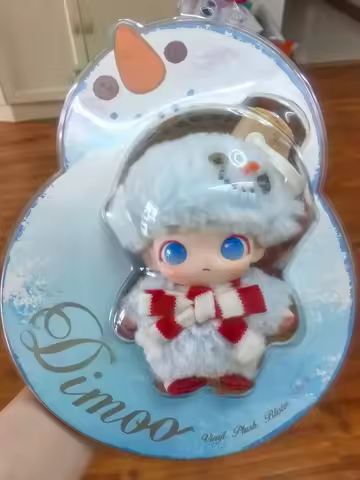 New POP MART DIMOO Snowman Vinyl Plush Blister Pack Plush Pendant Cartoon Decor Toys Mystery Box Sur