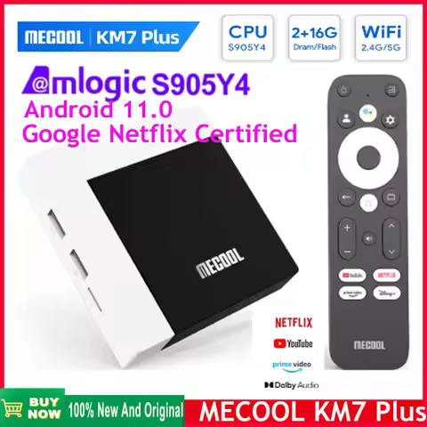 Original MECOOL KM7 PLUS DDR4 Android 11 Gogle Certified 4K Amlogic S905Y4 HDR10 2.4G/5G WIFI Prefix