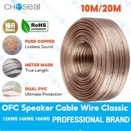 Choseal สายลำโพง ฉนวนใสอย่างดี เนื้อทองแดงละเอียด OFC High-Class Speaker Cable 18 16 14 12 AWG 10 เม