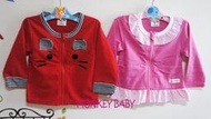 全館滿699免運【MONKEY BABY 】台灣製貓咪圖案和粉紅花邊女童小外套2款可選/薄款外套