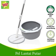 3M Scotch-Brite 360 Degree Rotating Floor Mop Single Spin Mop Microfiber Cloth 3M-T6 Gray