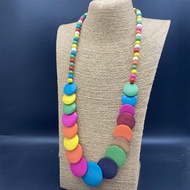 Vòng Cổ Hạt Gỗ Phong Cách Bohemian Phụ Kiện Thời Trang Nữ 2022 Vòng Cổ Hạt Gỗ Đĩa Lớn Tròn Mới