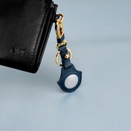 AirTag 蘋果定位器 追蹤器 牛皮皮革保護套/鑰匙圈(深藍)