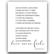 1 Corinthians 13 4-8 Love Is Patient Love Is Kind Wall Decor Framed Or Frameless Black and White Scr