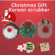 Christmas gift Korean kitchen scrubbers Handmade  scrubbers Santa/Rudolph//Wreath