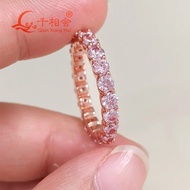 3mm 0.1ct pink color  round Moissanite Full Eternity Ring Band yellow / Rose Gold plated S925 Silver