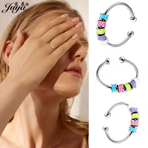 Relieve Anxiety Rings Stainless Steel Adjustable Open Rings For Women Harmless To Sensitive Skin Dai