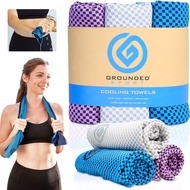 Grounded Sport ® Lightweight Microfiber Cooling Towel 3-Pack | 12" x 39" | for Exercise Spin Workout