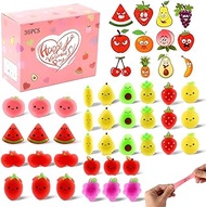 FUQUN 36 Packs Valentines Day Exchange Gifts Boxes for Kids Classroom, Fruit Mochi Squishy Toys with Gifts Boxes Cards for Kids Valentines Party Favors School Supplies Mini Kawaii Squishy Fidget Toys