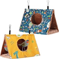 2 Pcs Winter Bird Nest House, Hanging Hammock, Plush Fluffy Shed Hut, Soft Fleece Sleeping Bird Bed 