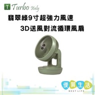 Turbo Italy - TDF-S01G 9寸超強力風速3D循環風扇 翡翠綠 (座枱風扇 上下左右 3D送風 對流風扇 易拆清洗式 電風扇)