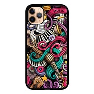 Casing Case iphone 11 X XR XS Max 7 8 Plus Doodles Music FF1878