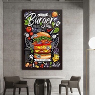 Large Size Menu High Quality Burger Canvas Art Print Poster For Home Office Wall Decoration