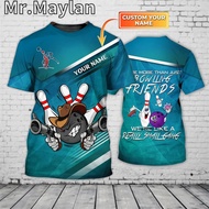 Personalized Sports Bowling Tshirt Men Women 3D T Shirt Bowling Team Unifrom Street for Bowling Love