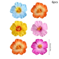 6pcs 9.5cm Hawaiian Flower Hair Clips Aloha Summer Birthday Party Decoration Women Girls Gift Artifi