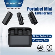 SUNATUR Wireless Lavalier Microphone Portable Mini Lapel Mic With Charging Compartment J11/J13