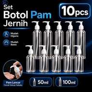 10pcs Pump Dispenser Bottle Transparent Botol Kosong Untuk Lotion Shampoo Cleanser Skincare Salon