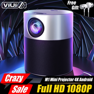 【Free Gift】VIUIO M1 Full HD 4K Projector 6000Lumens Android WiFi Home Cinema Theater LED LCD USB HDMI Projectors Movie Video Phone Laptop PPT Office Mini Portable Classroom Projektor