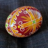 火焰閃爍圖案 烏克蘭復活節彩蛋 純手工雞蛋彩繪藝術 裝飾品