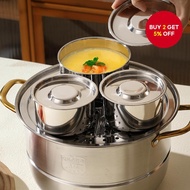 316L Stainless Steel  Steamer  Bowl with Lid, Food Steamer Pot, Multi-Purpose Cooking Bowl