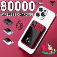 80000mAh Powerbank Wireless Magnetic 22.5W powerbank Fast Charging Portable Charger Metal Ultra Thin