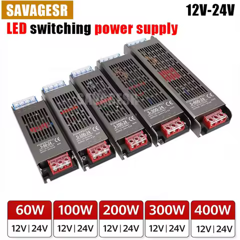 Power Supply Unit 12V 60W 100W 200W 24V 300W 400W CD 110V 230V AC to 12 24 Volt DC LED Strip Driver 