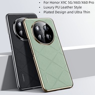 For Honor X9C 5G Case Honor X60 Pro X50 GT X50 Pro Luxury Prismatic Grid Leather Electroplated PC Ha