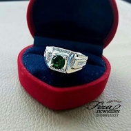 cincin lelaki permata hijau silver 925, cincin lelaki perak 925 batu hijau, silver 925 men ring in e