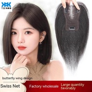 Tse Swiss Wig Jaring Wanita, Tempelan Rambut Kepala Atas Rambut Asli,