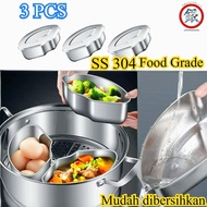 (304 Stainless Food Grade) 3PCS/Set Food Grade Steamer/ Stainless Steel Steamer Bowl Water Drop Shap
