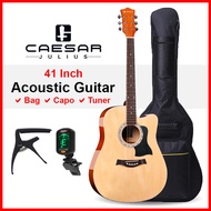 CAESAR (X-410C) 41 Inch Acoustic Guitar Cutaway Body With Accessories Set Bag Capo Tuner | Gitar Aku