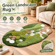 Nordic 3D Lawn Moss Rugs Carpet for Bedroom Living Room Green Forest Irregular Home Decor Chic Room 