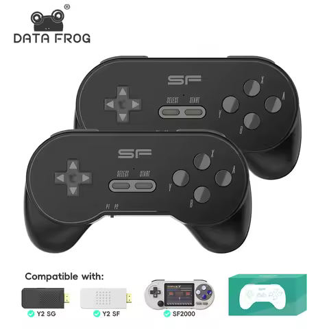 DATA FROG 1/2PCS Black Wireless Game Controller for SF2000 Video Game Console Handheld Controller Gi