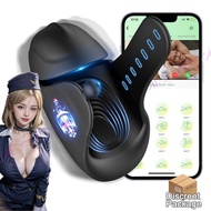 Male Masturbator Penis Vibrator Sex Toys APP Strokers Glans Trainer Stimulator with Cock Ring Hands 