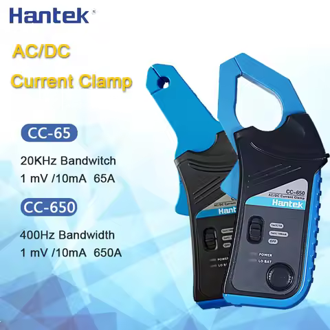 Hantek Oscilloscope AC/DC Current Clamp Probe CC-65 CC-650 20KHz/400Hz Bandwidth 1mV/10mA 65A/650A w