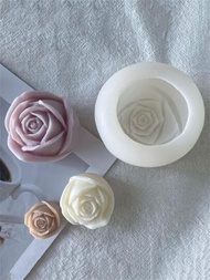1入組液態矽膠模具適用於玫瑰花朵形狀蠟燭,肥皂,冰,蛋糕裝飾,巧克力和糖果製作,完美適用於母親節和情人節禮品