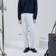 金屬雞眼直筒牛仔褲 | 白 |