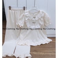 Beige bow pants set