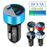 Universal 12V-24V Fast Dual USB Car Charger Adapter LED Display 5V 3.1A Auto ABS USB Car Phone Charger For