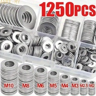 [AR]1250 pcs Metric Flat Washers Stainless Steel Kit M2 M2.5 M3 M5 M6 M8 M10 12 size