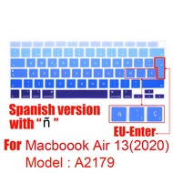 【】 Spanish Lapcolor Silicone Keyboard Cover For Macbook Air 13 A2179 Protective Film Keyboard Case F