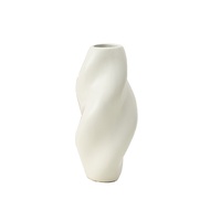 [特價]【好物良品】現代簡約螺旋陶瓷花瓶 花藝花器 插花裝飾品 桌面餐桌擺飾-暖白色