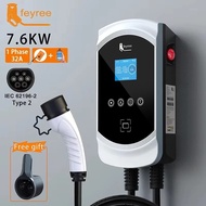 feyree EV Charger Type2 EVSE Wallbox 32A 7.6kW Smart APP Control 11kW 22kW 3P for Electric Vehicle C