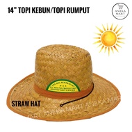14'' Topi Kebun/ Topi Petani/ Topi Rumput Mengkuang/ Straw Hat Grass Hat Orchard Hat/ Farmer Hat Cowboy Hat