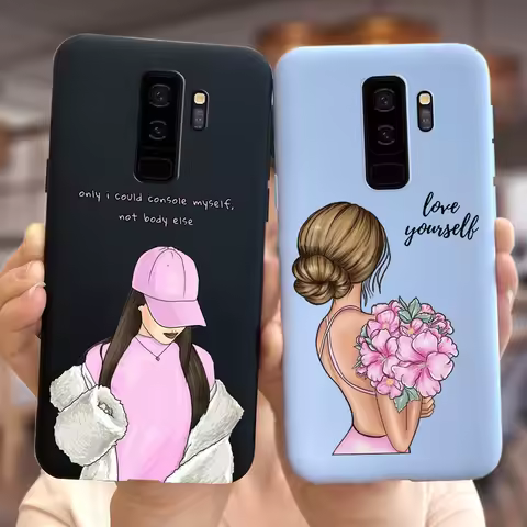 For Samsung Galaxy S9 S9+ Case Cute Fashion Cartoon Girls Cover Silicone Soft TPU Phone Case For Sam