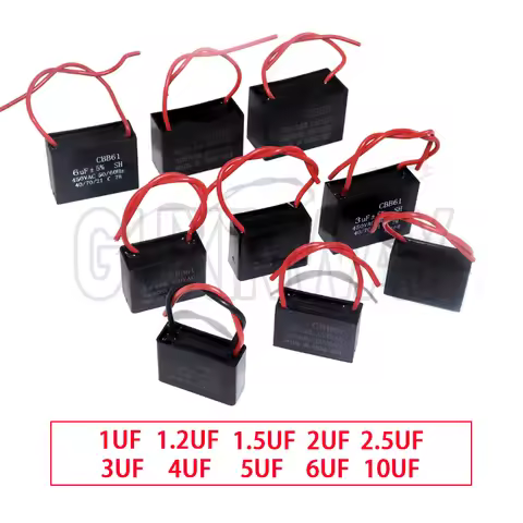 CBB61 Fan Capacitor 450V 1UF 1.2UF 1.5UF 2UF 2.5UF 3UF 4UF 5UF 6UF10UF Ceiling Fan Motor Run Rectang